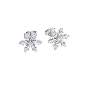NEW STARLETTE women's snow flake stud earrings in white/silver